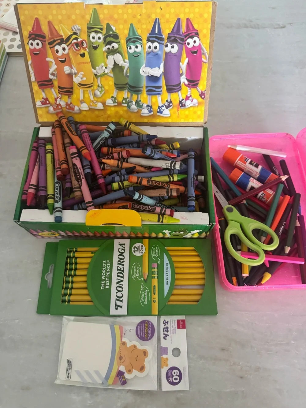 Crayola Multicolor Crayon Set with Yellow Ticonderoga Pencils